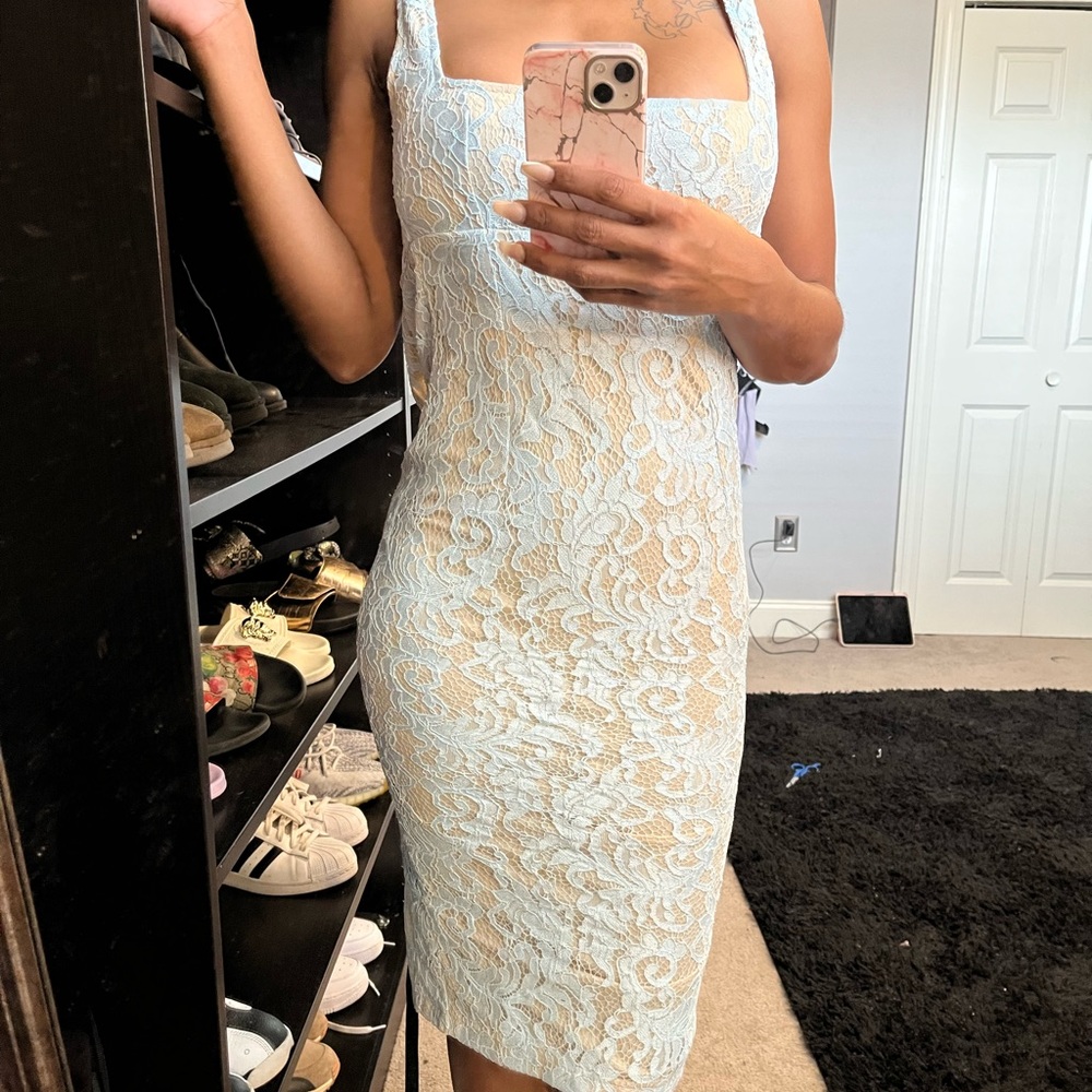 Blue/ Nude Lace Dress
